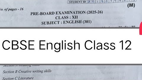 Cbse 🔥Class 12 english pre board question paper 2025 26 / 17 December 2025