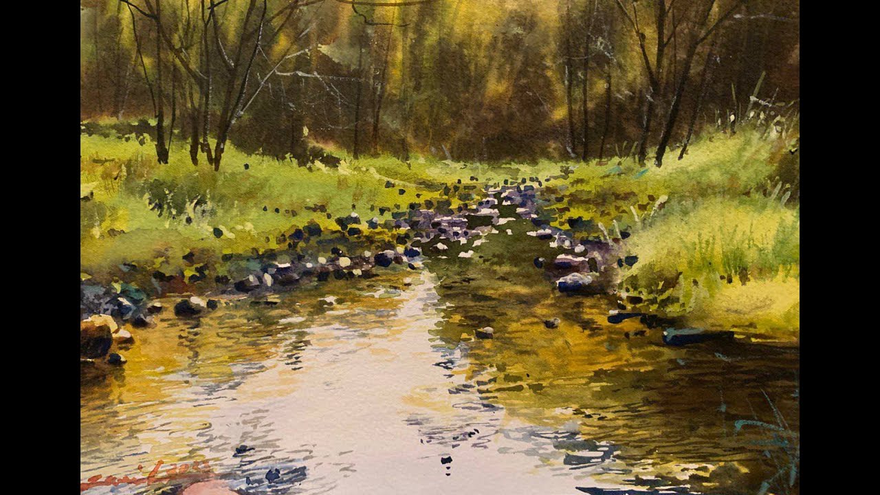 Watercolor painting landscape tutorial- Water Reflection