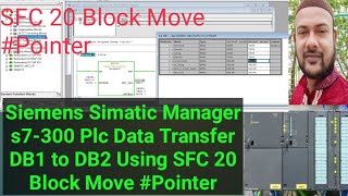 Siemens Simatic Manager s7-300 Plc Data Transfer DB1 to DB2 Using SFC 20 Block Move #Pointer