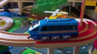 Hape Battery Powered Engine Takes a Ride on the Kid's Metro Line Train Table 