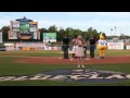 Carly sica opens lakewood blueclaws game  may 27 2013