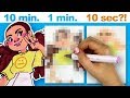 I WAS NOT PREPARED!! | 10 Minute, 1 Minute, 10 Second Speed Drawing Challenge (With Markers!)