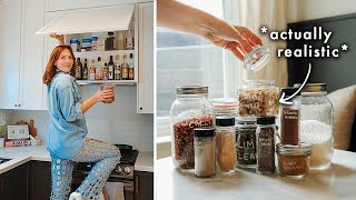 realistic kitchen organization with DIYs and hacks