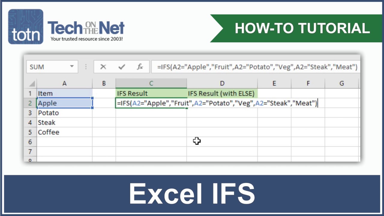 How to use the IFS function in Excel