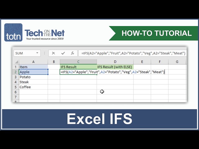 How to use the IFS function in Excel class=