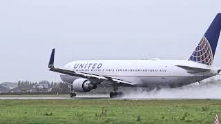 United 767-300ER 💙 N669UA Amsterdam → Chicago | Big Boeing Takeoff