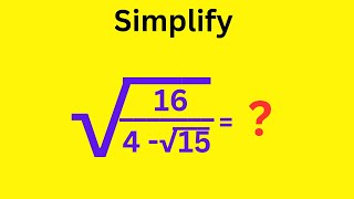 Math Olympiad || Can you solve this || Simplify Squire Root Problem ||