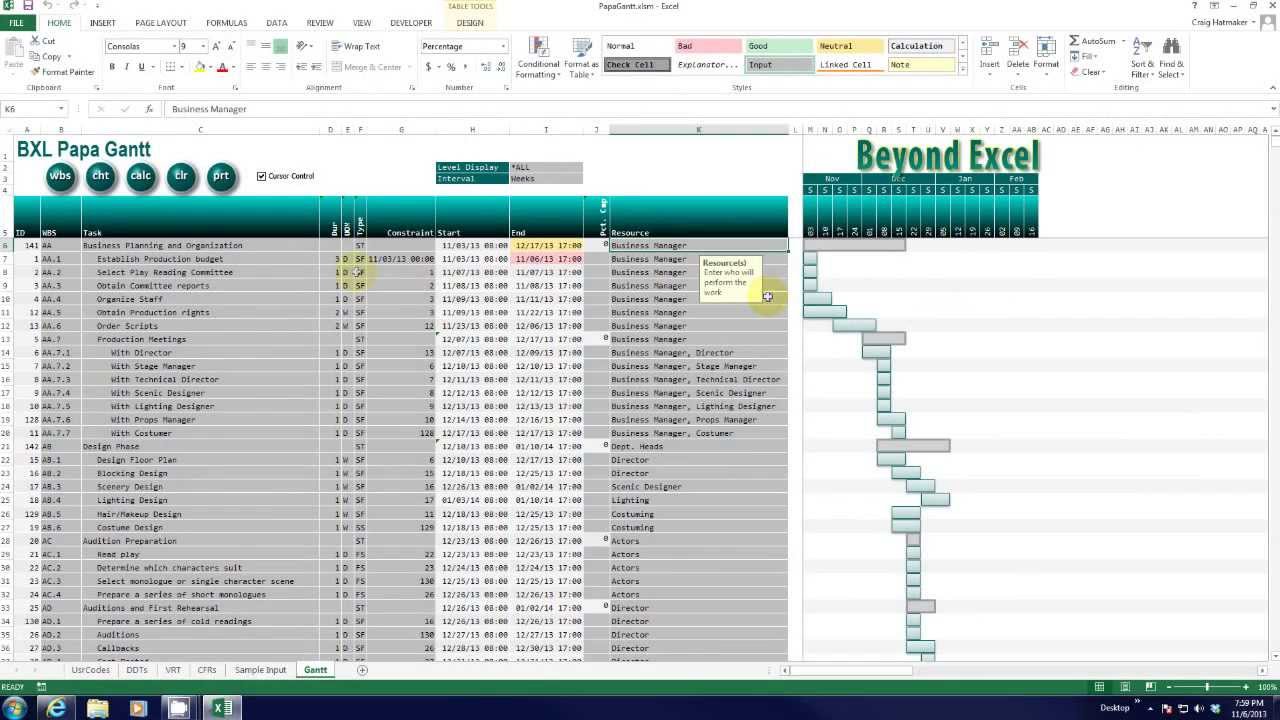 Gantt Chart With Predecessors Excel