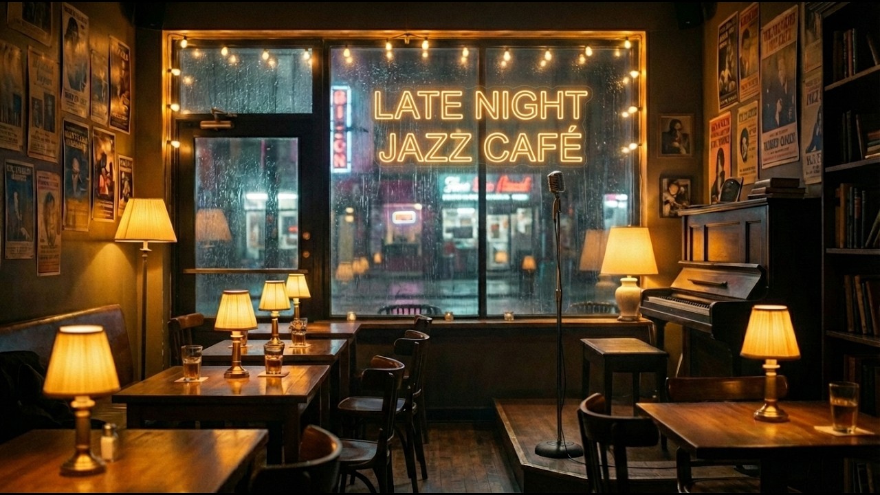 Midnight Rain Jazz Café ☔ Smooth Sax & Piano for Late Night Relaxation