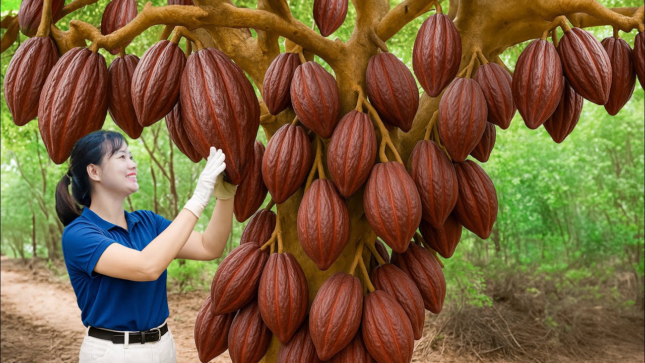 Harvesting Giant King Cocoa & Making The World's Biggest Chocolate Cake...Shared with the Village