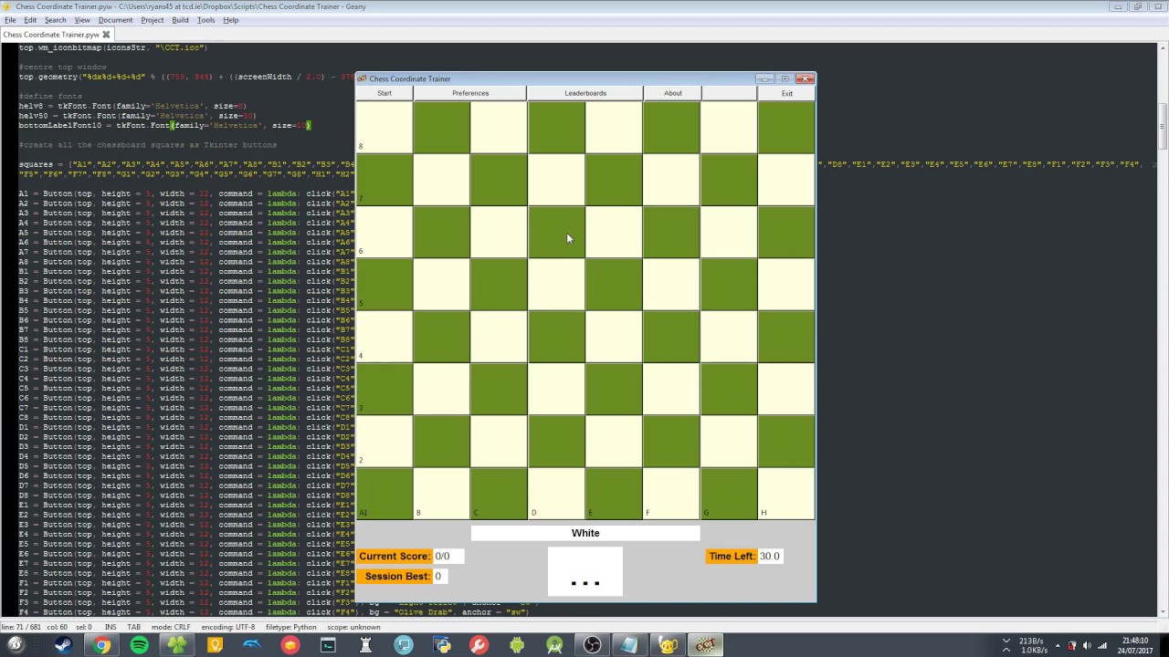 Chess Coordinate Trainer Using Python And Tkinter YouTube