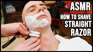  HOW to SHAVE with STRAIGHT RAZOR | OLD SCHOOL ITALIAN BARBER DEEP ASMR SOUNDS