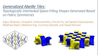Generalized Abeille Tiles: Space-Filling Shapes Based on Fabric Symmetries (Patent Pending)