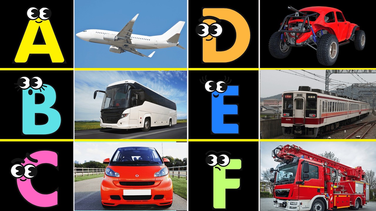 ABC Vehicle Song for Kids 🚗 Learn Alphabet with Cars, Trucks & Vehicles | ABC Song for Children