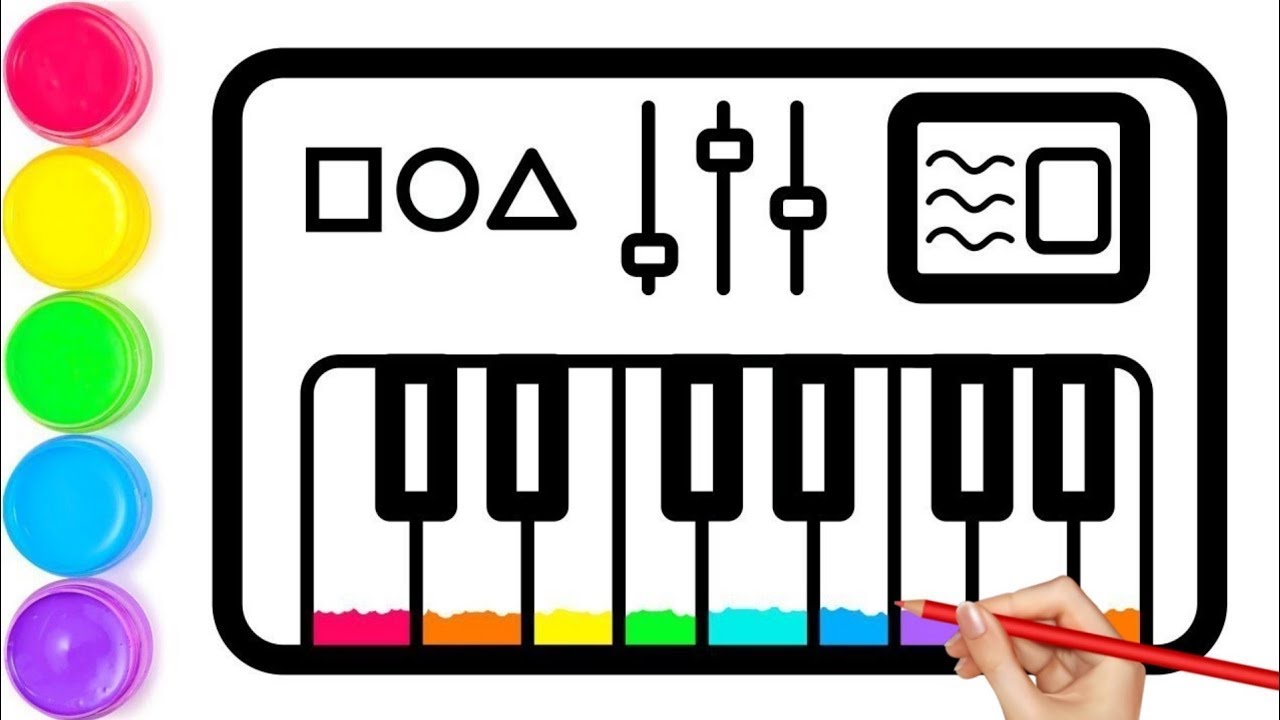 How to draw Mike synthesizer, painting and colouring for kids, toodles