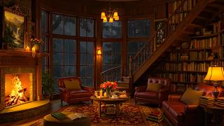 Peaceful Rainy Night in Cozy Cottage Ambience 🔥 Warm Jazz, Soft Rain & Fireplace Sounds for Sleeping screenshot 4