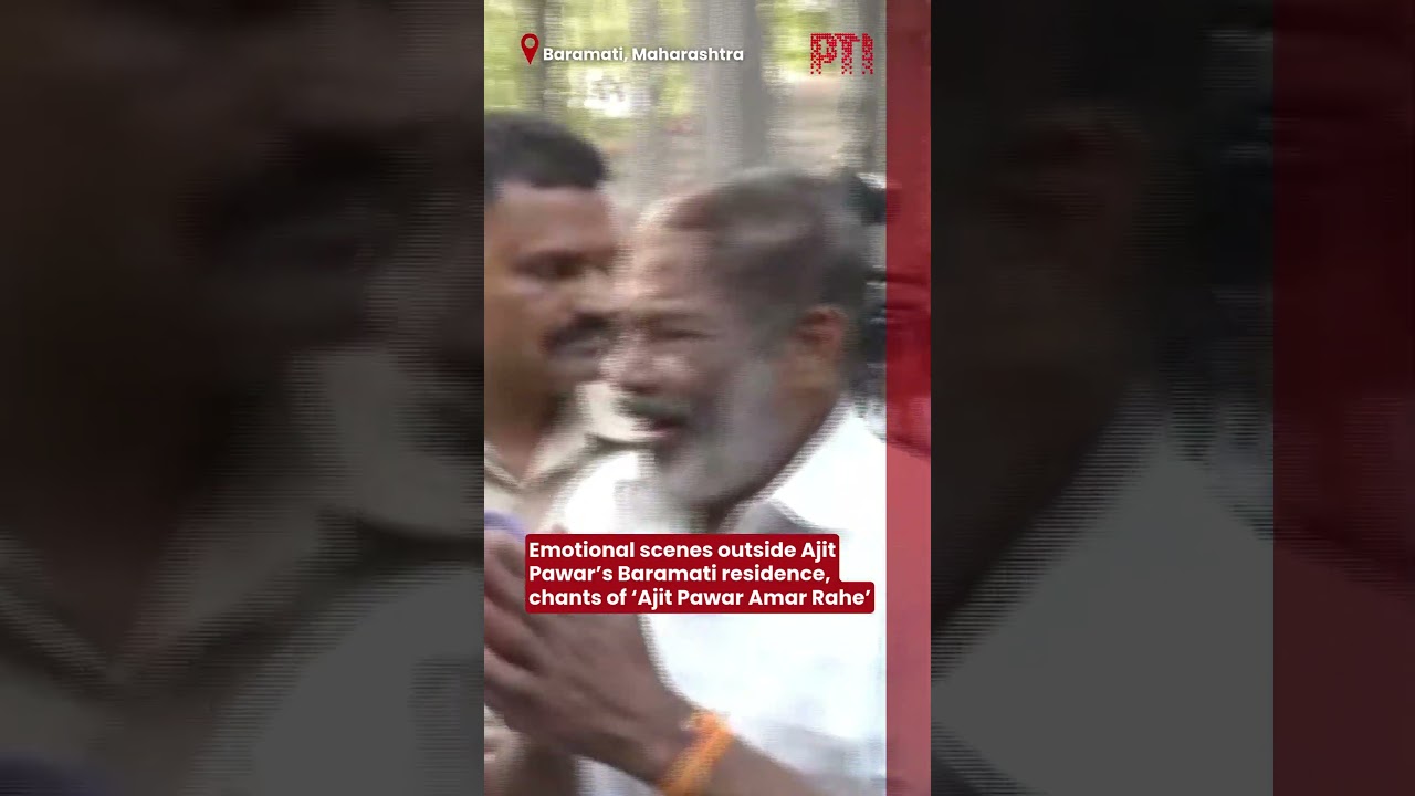 Emotional scenes outside Ajit Pawar’s Baramati residence, chants of ‘Ajit Pawar Amar Rahe’