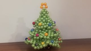 Diy Christmas tree made of beads🎄.  Новогодняя елка из бусин 🎄.