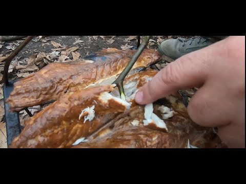 ტყეში, თევზის ცხელად შებოლვა.Bushcraft.Hot smoked fish in the forest.GEORGIA.