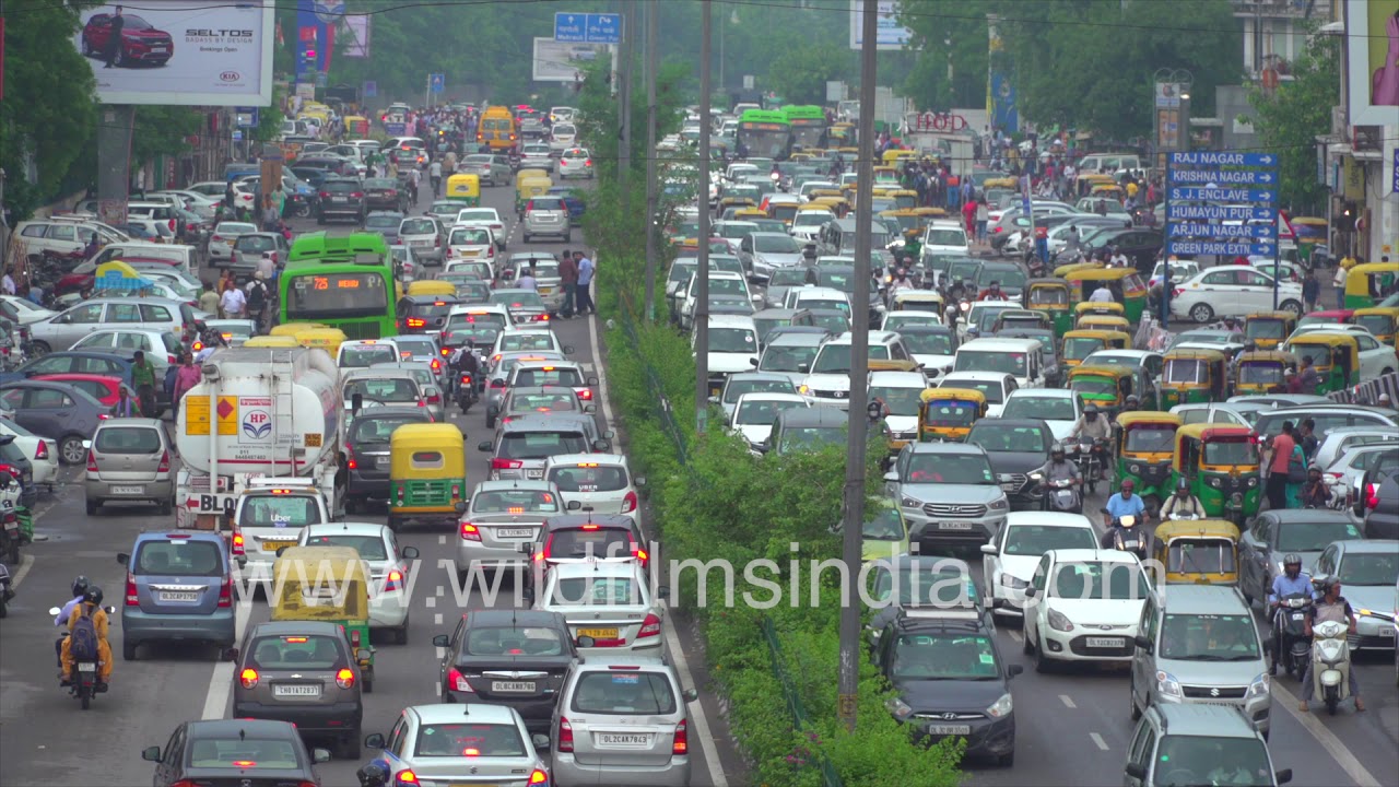 nepal flag New Delhi rush hour traffic at Yusuf Sarai