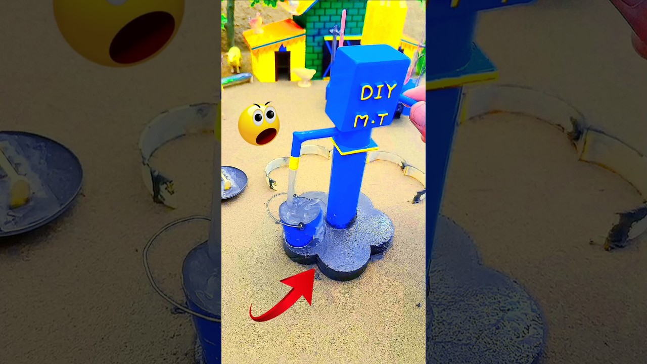 Mini hand pump project water with concrete mixer cow farm diy tractor 