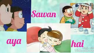 Sawan aya hai (Hindi song) with Perman and Pako & Nobita and Shizuka.