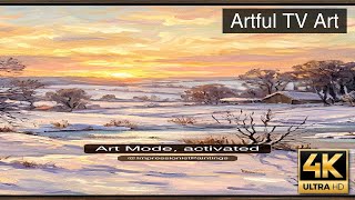 Serene Winter Sunset, Impressionist Frame TV Art 4K #Shorts