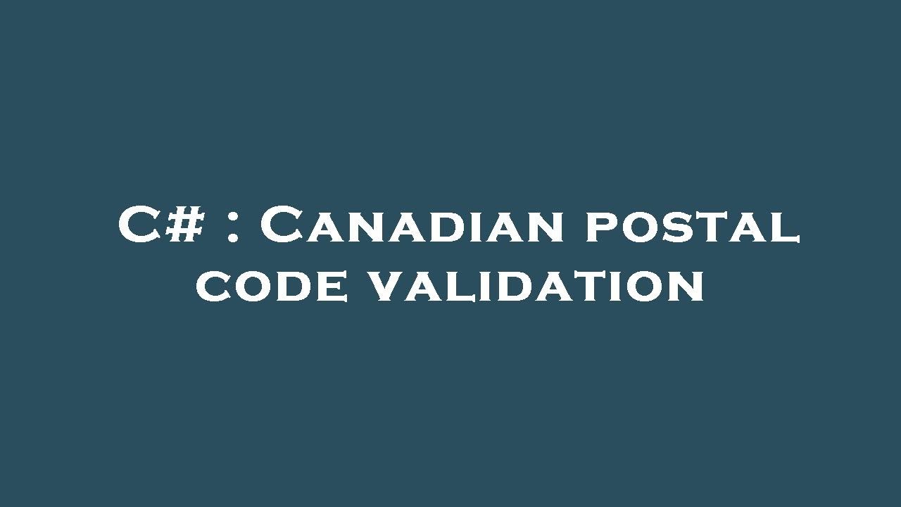 C# : Canadian postal code validation