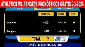Oakland Athletics vs Texas Rangers 9/1/2024 Pronósticos GRATIS de la MLB para Hoy thumbnail