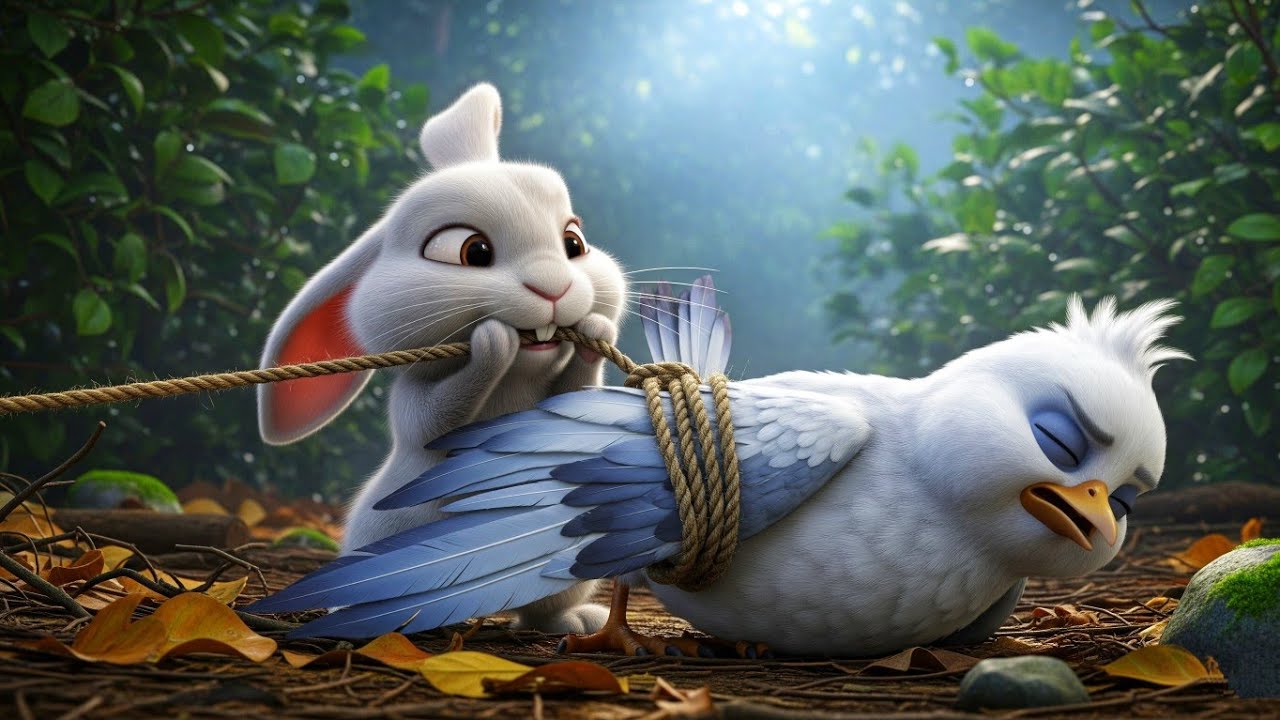 White Rabbit Rescues Trapped Bird | Rabbit and Bird Fly See the World ...