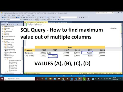 ვიდეო: როგორ ვიპოვო სვეტის მაქსიმალური მნიშვნელობა MySQL-ში?