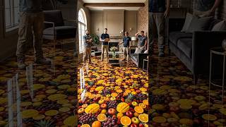Transforming a Room Into a Giant Fruit Explosion Epoxy Floor. #epoxy #renovation #trending #viral