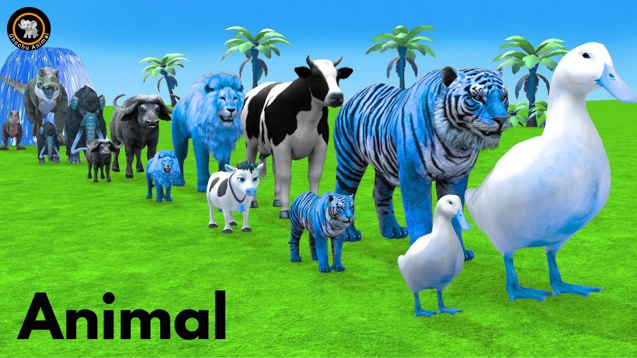 Long Slide Game With Cow Elephant Gorilla Hippopotamus Tiger 3d Animal Game Funny 3d Animals