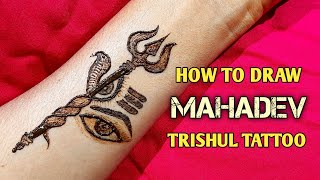 How to make lord Shiva henna tattoo |how to draw mahadev trishul |मेहंदी डिजाइन में आंख कैसे बनाएं