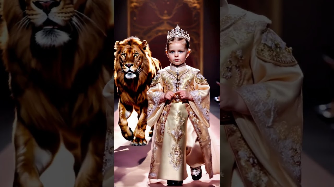 cute british girl with lion 