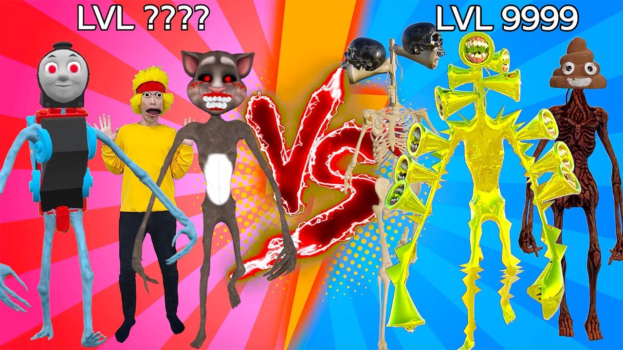 Team Siren Head VS Siren Head level up boss vs human hulk merong