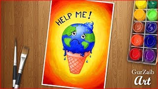 How To Draw Climate Change Drawing Poster Chart Project For Compeion - Easy - Step By Step