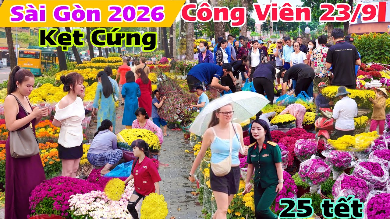 Kẹt Cứng Chợ Hoa Tết Sài Gòn Công Viên 23/9 Sau nhiều trận mưa cập nhật giá mai ,đào giá bất ngờ