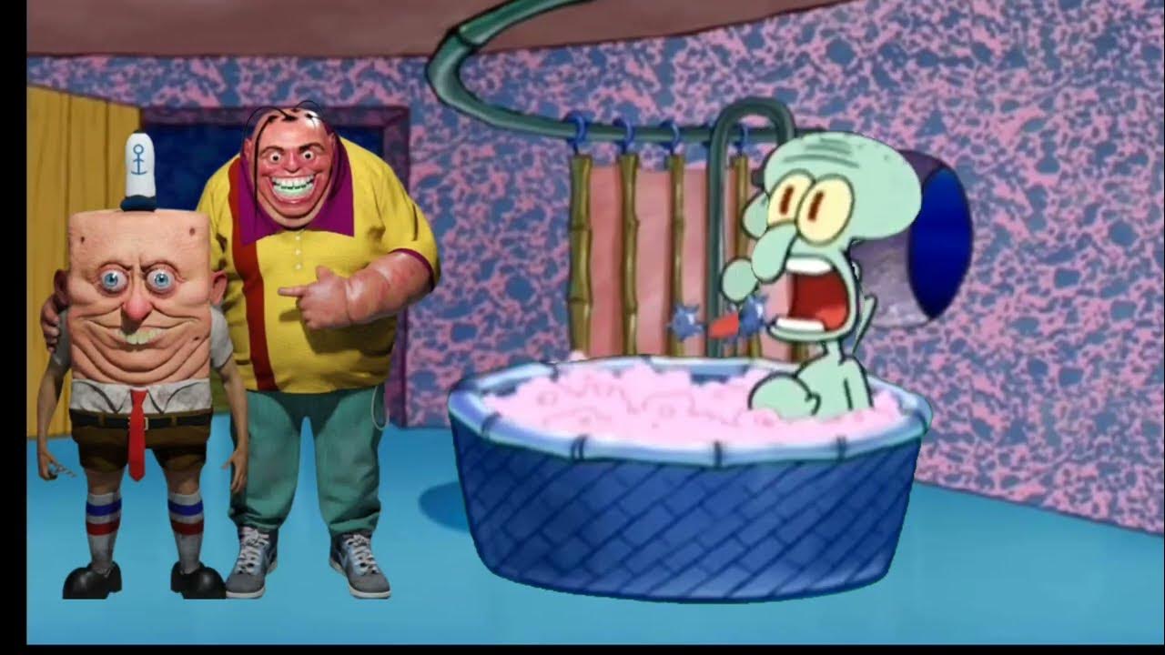 SpongeBob and Patrick at Squidward's house (in the bathroom) - YouTube