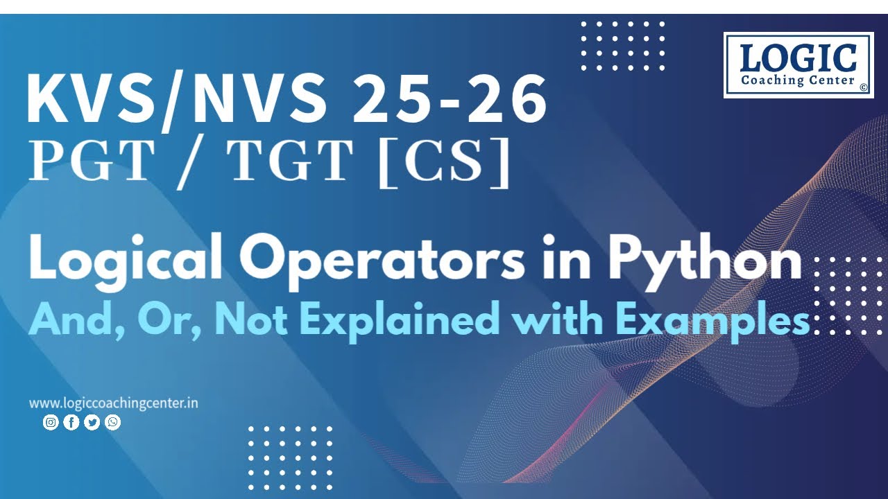 Logical Operators in Python | And, Or, Not Explained with Examples ...