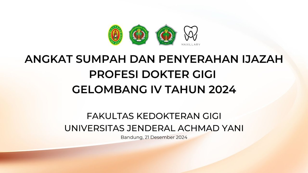 ANGKAT SUMPAH DAN PENYERAHAN IJAZAH PROFESI DOKTER GIGI GELOMBANG IV TAHUN 2024