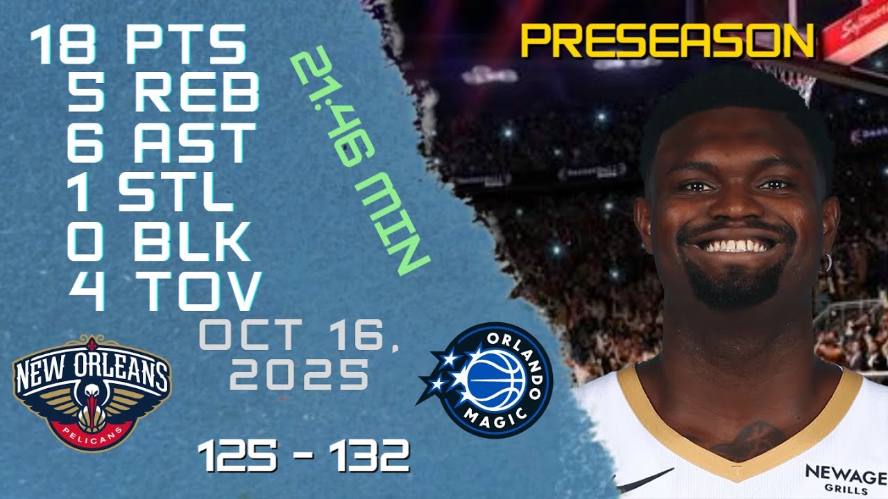 Игрок Зайон Уильямсон: все самые яркие моменты против MAGIC 16 10 2025 Предсезонная игра НБА