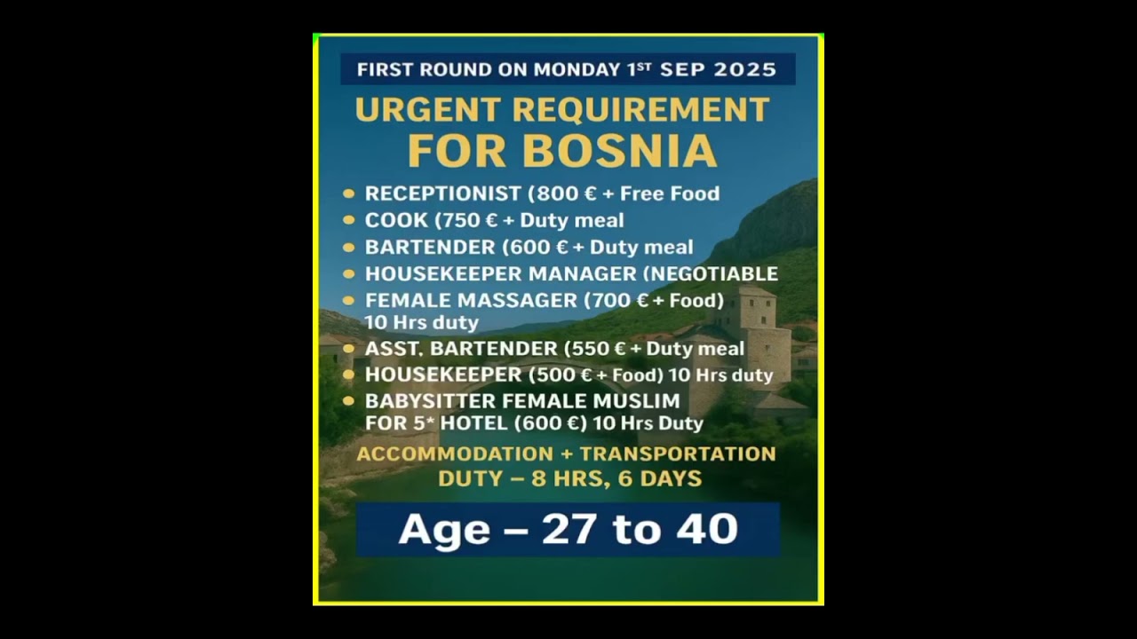 Bosnia Europe job 