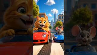 Cat and Mouse Driving a Car in the Middle of the City 🐱🐭🚗 | Funny AI Animation