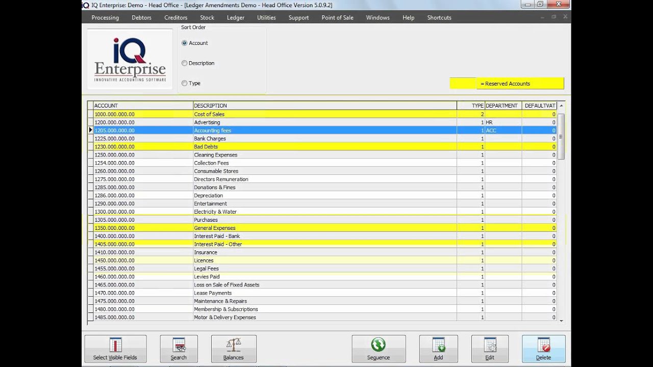 Utilities Ledger IQEnterprise Utilities Module Par Ledger 2 Ledger Departments - YouTube