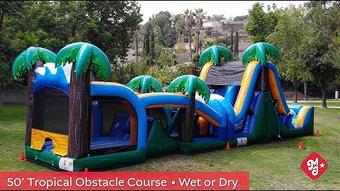 50 Tropical Obstacle Course Wet or Dry | Inflatable Obstacle Course | Magic Jump, Inc.