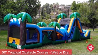 50 Tropical Obstacle Course Wet or Dry | Inflatable Obstacle Course | Magic Jump, Inc.