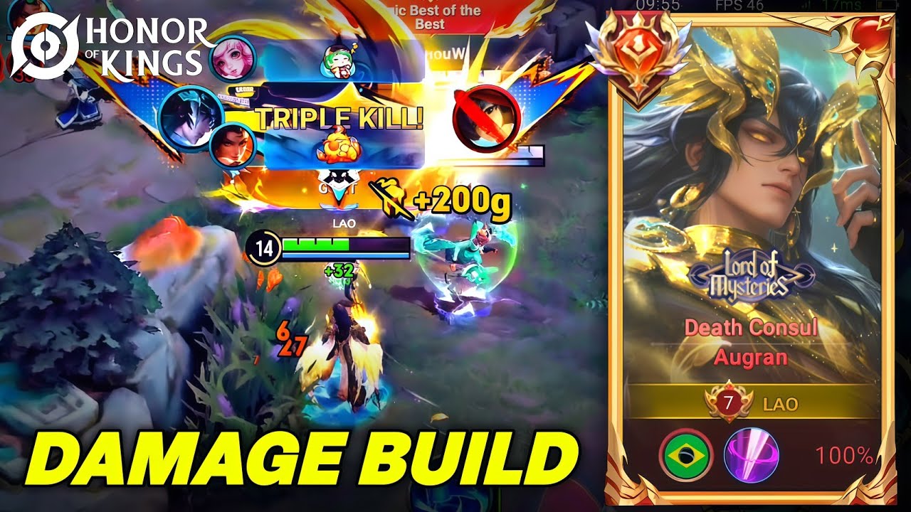 Augran Gameplay - Damage Build Feels Broken - Honor Of Kings