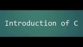 1  Introduction Of C