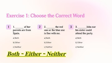 Both - Either - Neither     A2/B1 LEVEL ENGLISH GRAMMAR